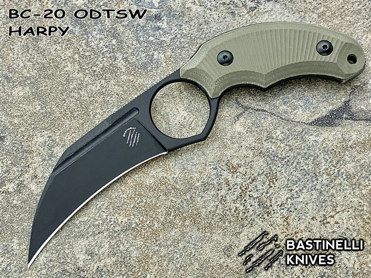 Bastinelli 巴斯蒂内利 BC-20 ODTSW HARPY 3D 军绿色G10柄  爪刀（暂无现货）